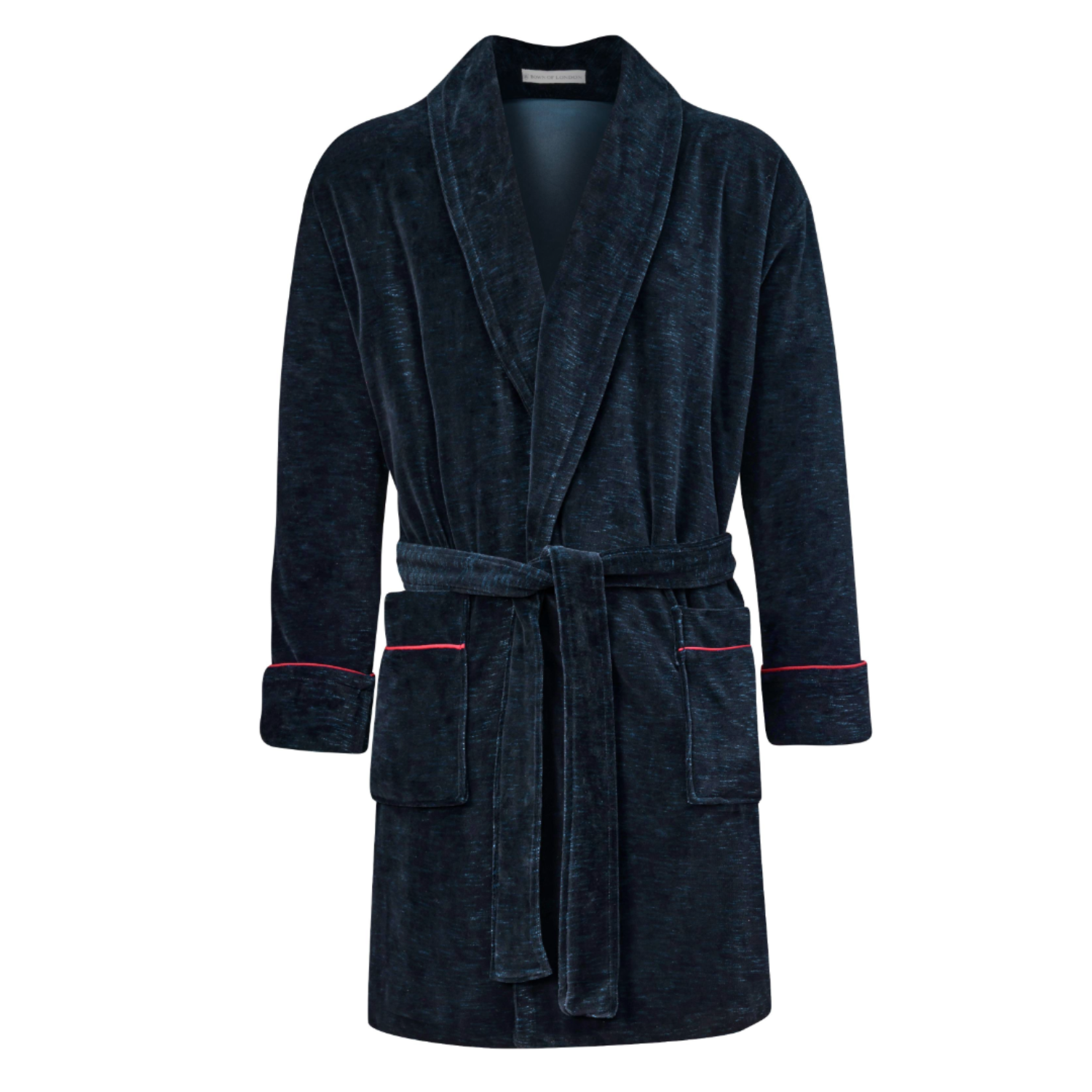 Peignoir Rockefeller court en velours de coton bleu marine