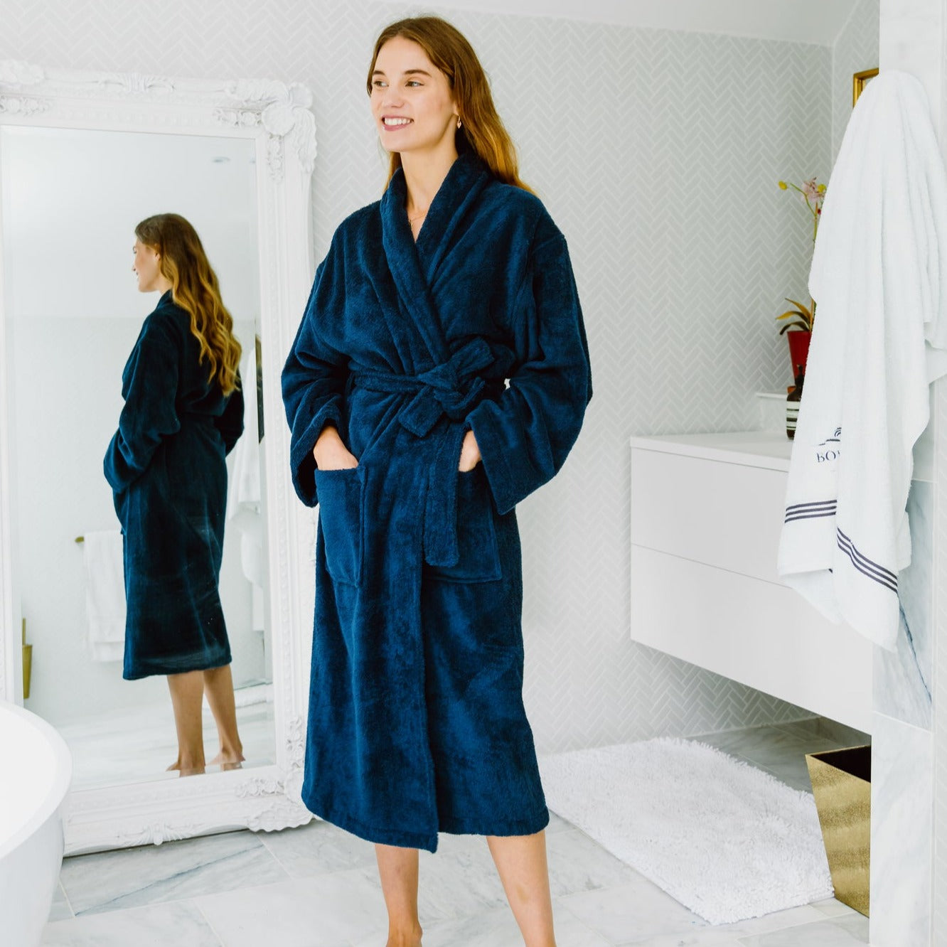 Women's Heavyweight Dressing Gown - Navy