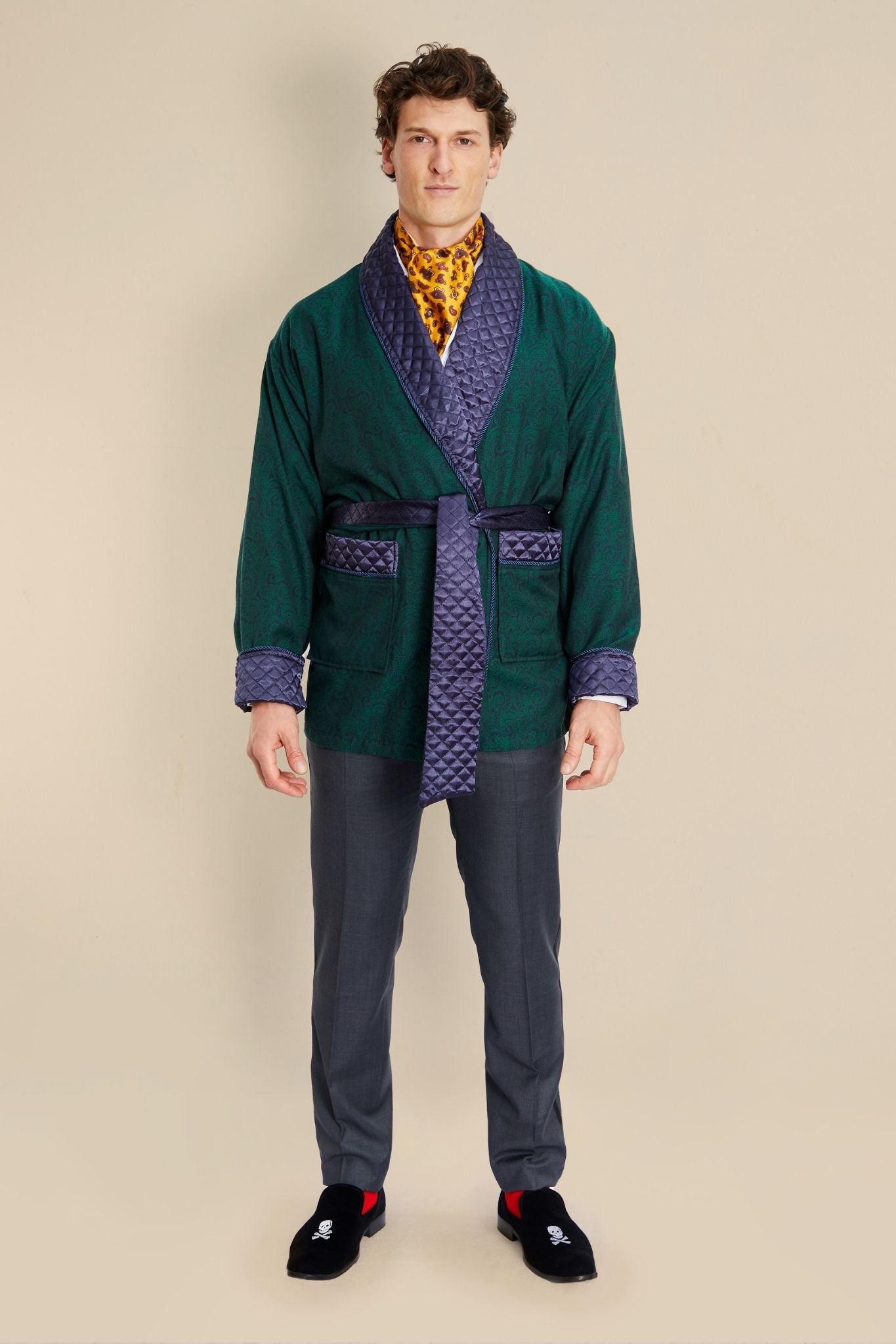 Russborough Short Smoking Jacket in Green