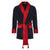 Cliveden Short Velvet Navy Dressing Gown with Quilted Satin Collar & Fold Back Cuffs