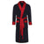Mayfair Long Velvet Navy Dressing Gown with Quilted Satin Collar & Fold Back Cuffs