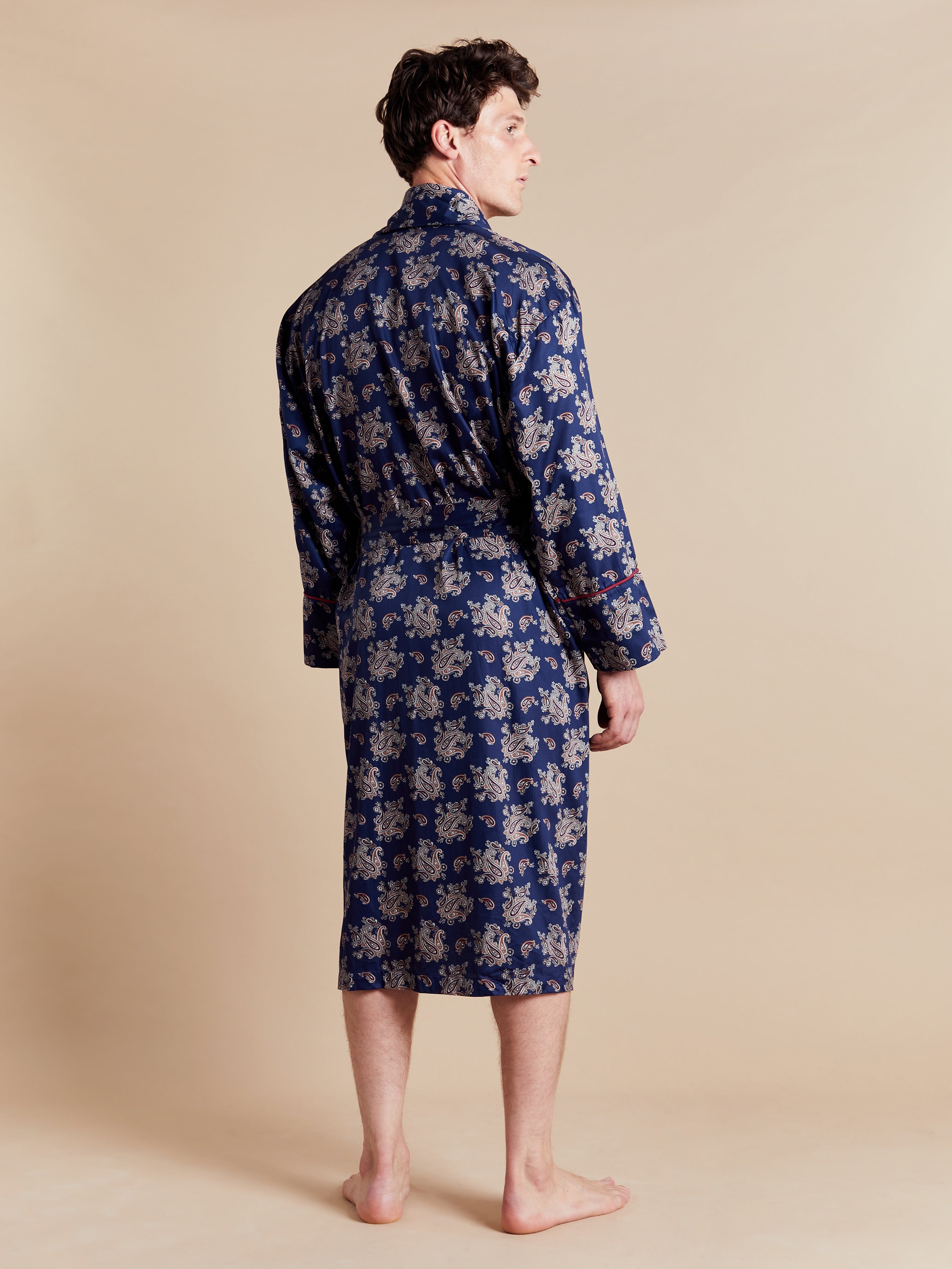 men's silk dressing gown paisley Paisley Mens Patterned Dressing Gown Mens Cotton Dressing Gown In A Blue Paisley Print Fully Lined