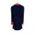 Cliveden vestaglia corta in velluto blu scuro con colletto di raso trapuntato e polsini con risvolto