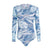 Silver Botanical Long Sleeve Back Zip One-Piece Swimsuit