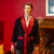 Cliveden Luxury Cotton Short Velvet Robe in Navy | Bown of London