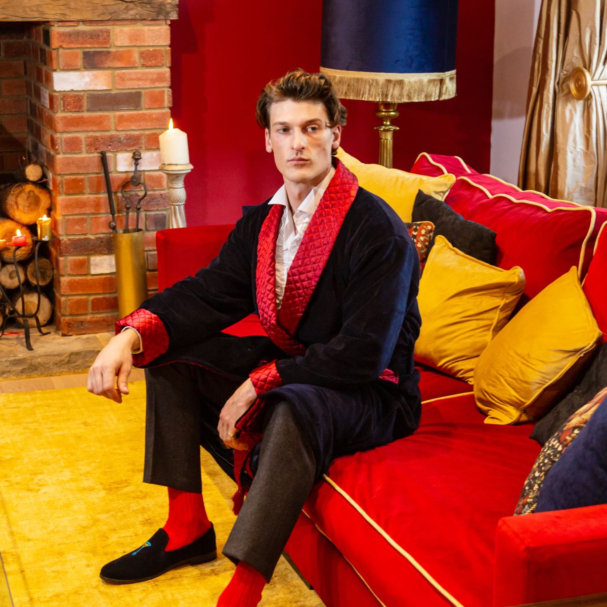 Mens silk on sale smoking jacket