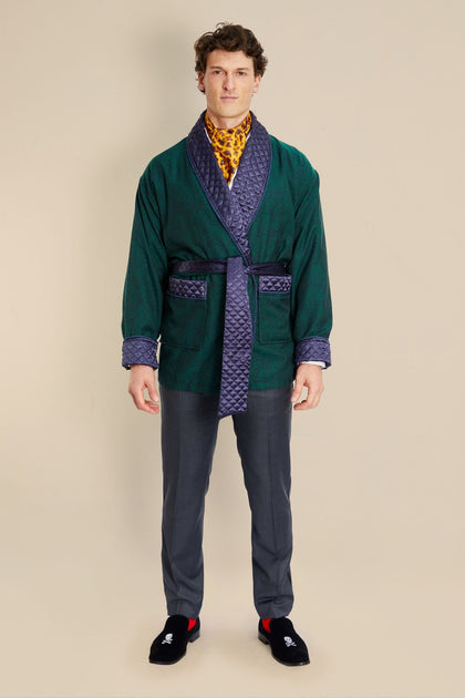 Russborough Short Smoking Jacket in Green