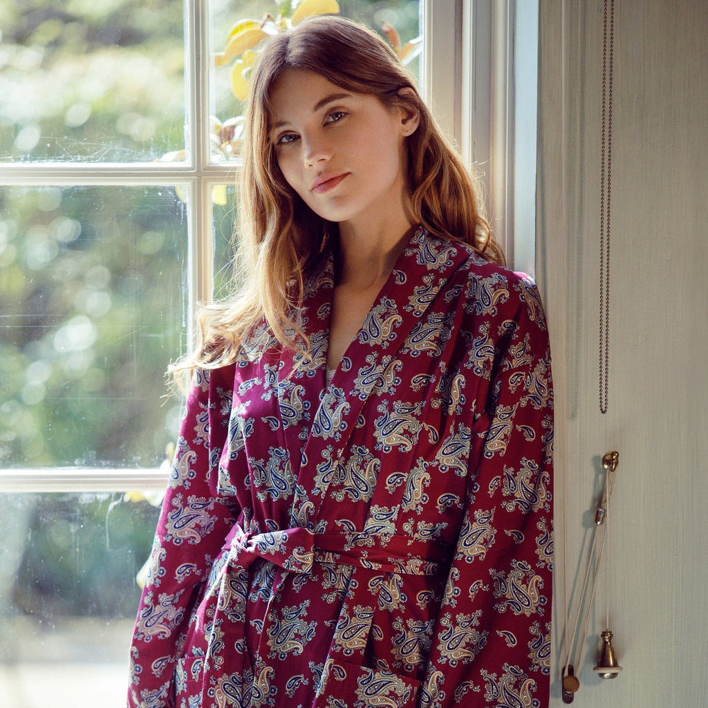 Gatsby paisley wine Dressing Gown | Bown of London