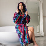 Women's Hooded Dressing Gown  - Multicolor