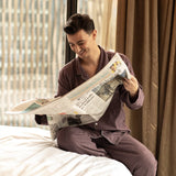 Pyjama hommes en coton brossé rouge - Napoli