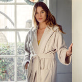 Women's Hooded Nua Cotton Dressing Gown - Pale Grey